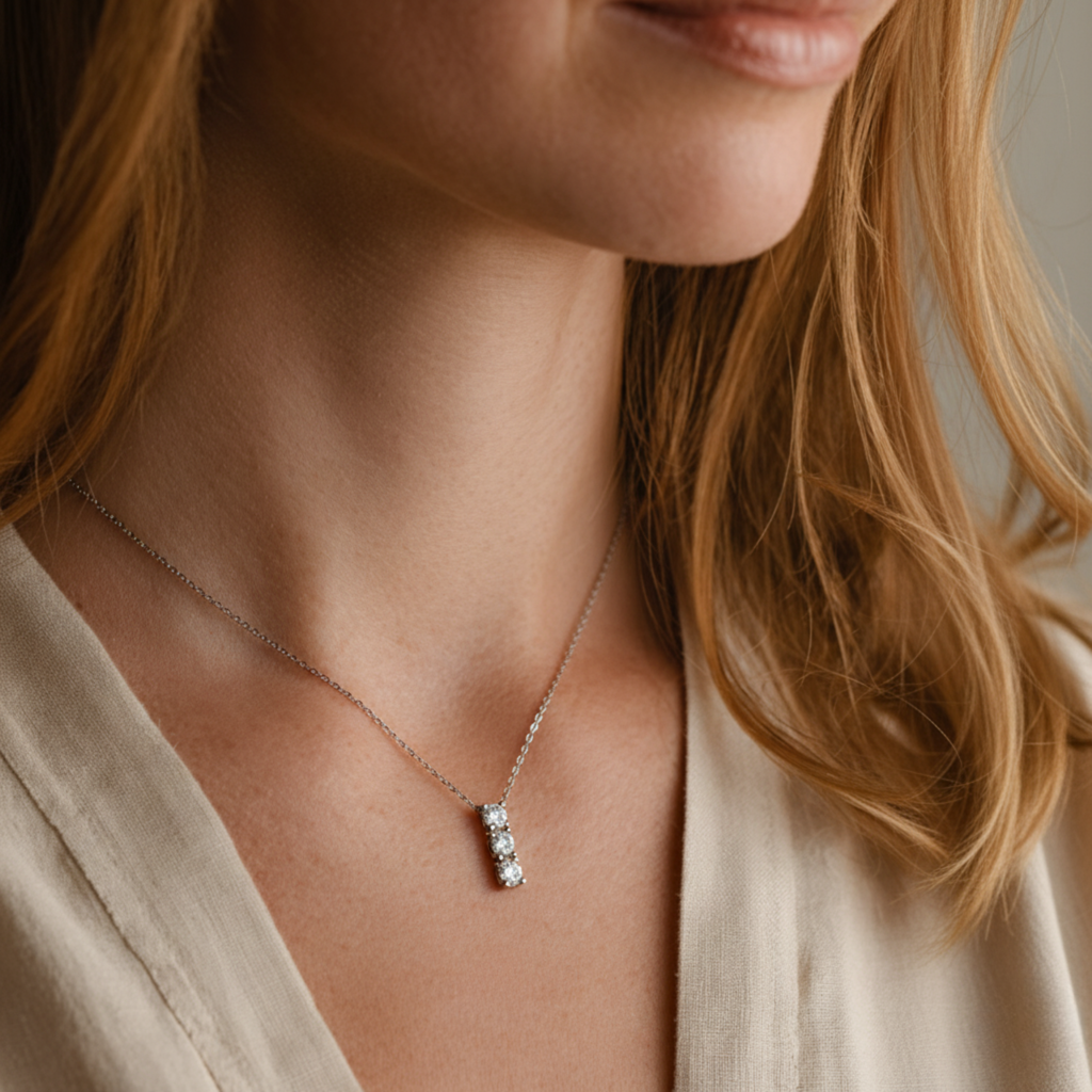 Three-Stone Bar Necklace