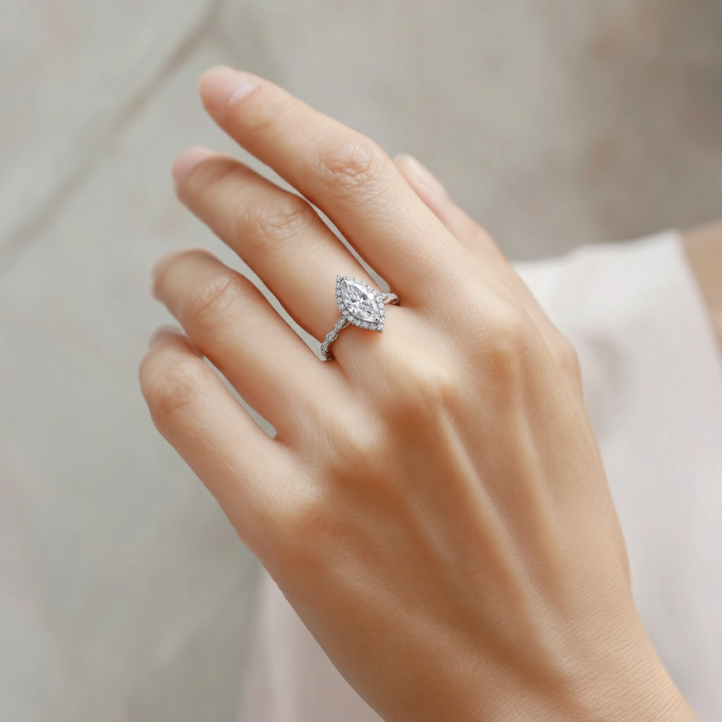 Marquise Halo Ring